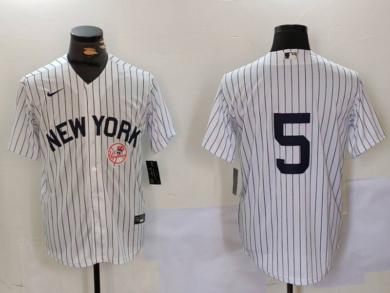 Men New York Yankees #5 No Name White stripe Game 2024 Nike MLB Jersey style 9022